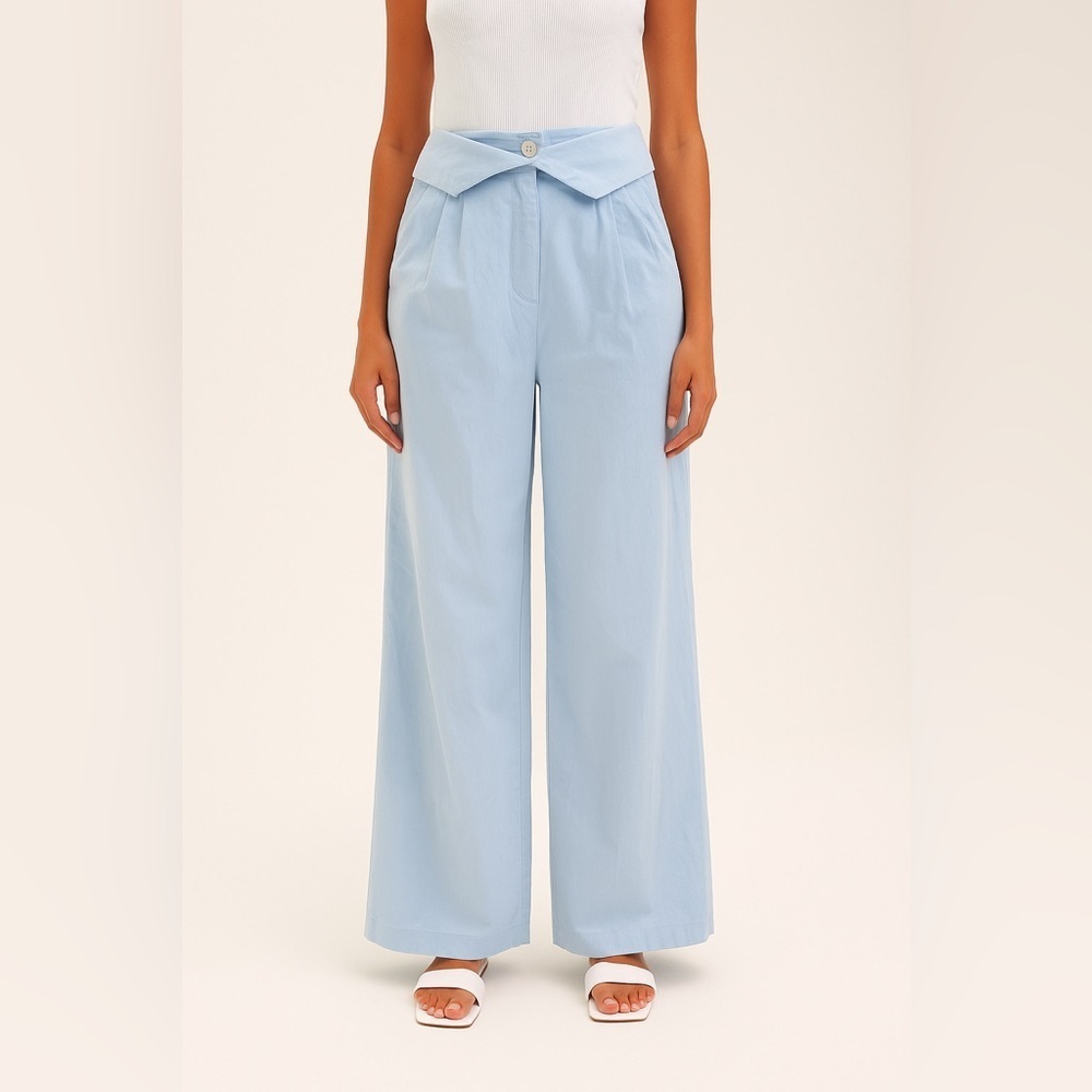 Frame Denim London Los Angeles Foldover Baby Blue Trousers Size 4